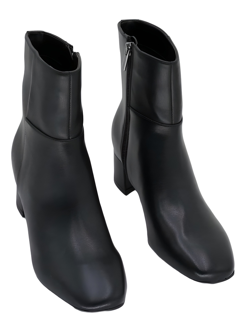Calvin Klein Womens Parry 2.25" Block Heel Black Smooth Ankle Boots Size 5.5M